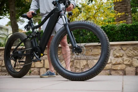 modern ecologically friendly electric bike in the city