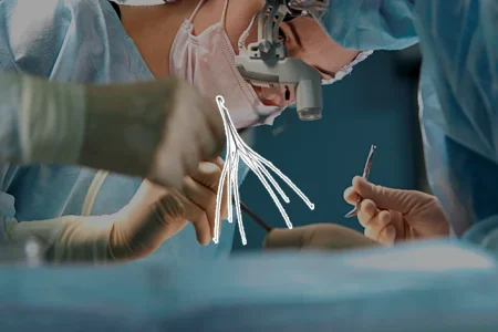 Argon IVC Filter and surgeons doing an operation in the background