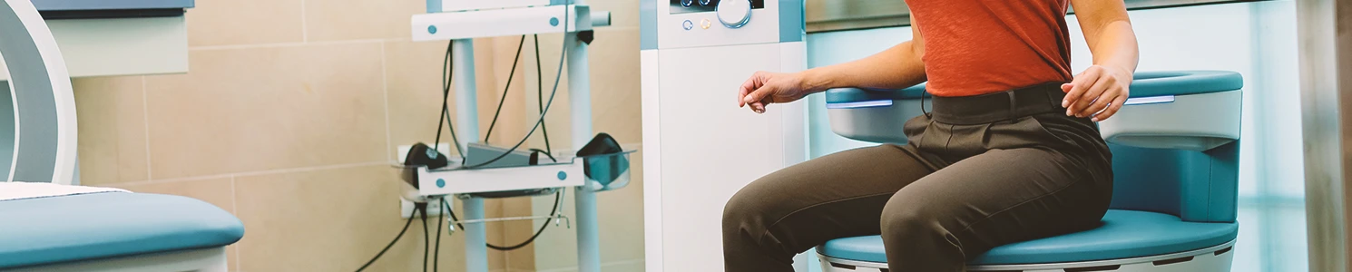 A woman being checked up at the hospital for bladder cancer complications