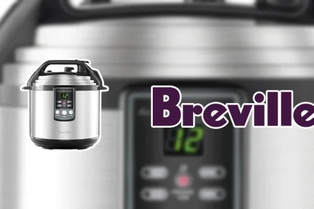 A close up shot of Breville Fast Slow Cooker and its logo