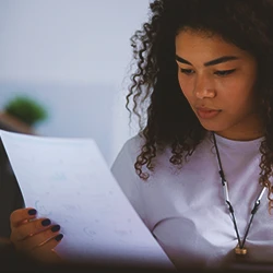 A woman looking at misdemeanor convictions
