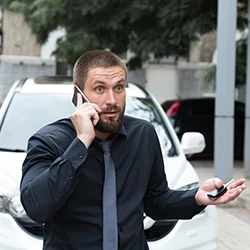 An image of a man who is complaining to the police over a phone call