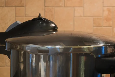 A close up shot of a pressure cooker