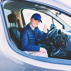 A commercial driver driving a company vehicle