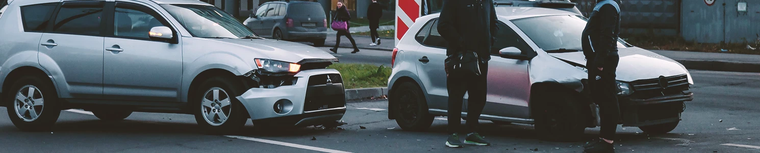 A car accident outside on the street