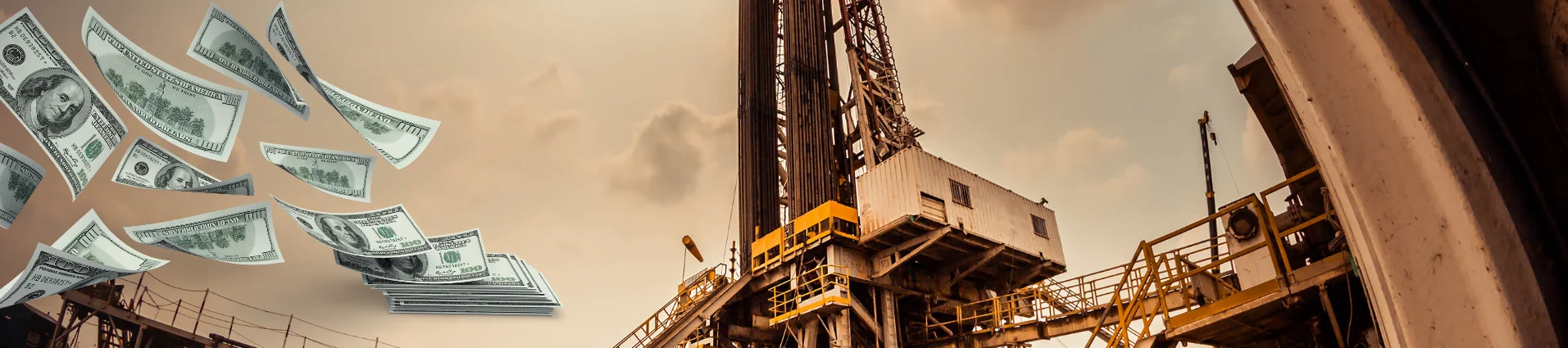 Oil Rig with money