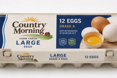 Country Morning farm fresh eggs carton