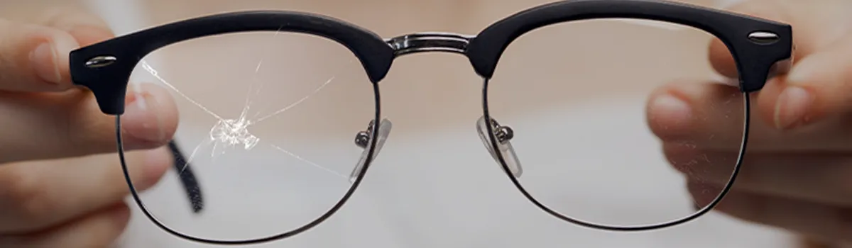 Broken left eyeglass