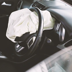 Air bag deployed in a car