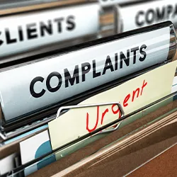 Urgent files tab about complaints 
