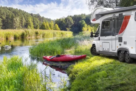 motorhome at the river