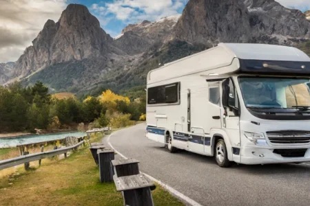 A Fleetwood Motorhome on the road
