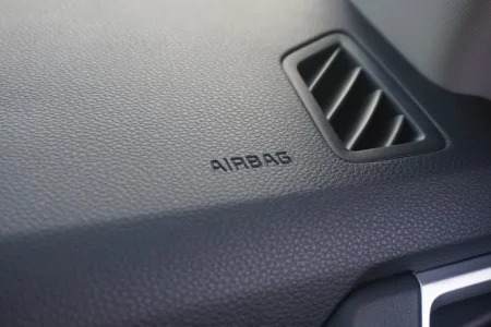 Car dashboard with airbag marking