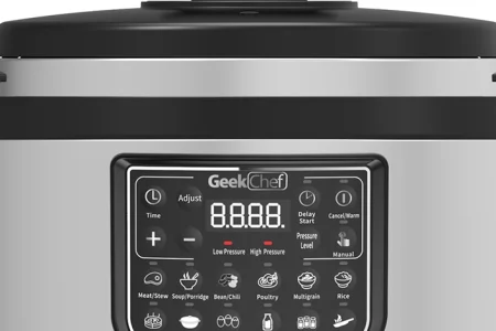 A close up shot of Geek Chef Pressure Cooker