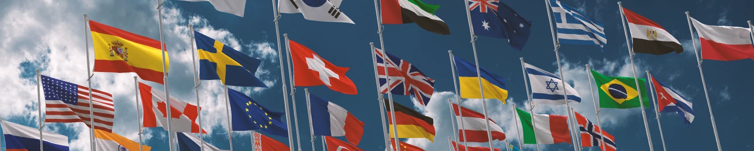 World flags in a row