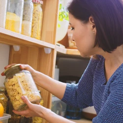 A woman looking for glyphosate in food labels