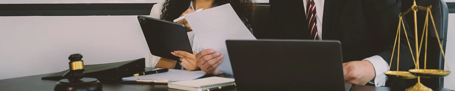 A lawyer looking at paperwork