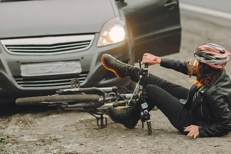 A woman who is a victim of a hit and run accident