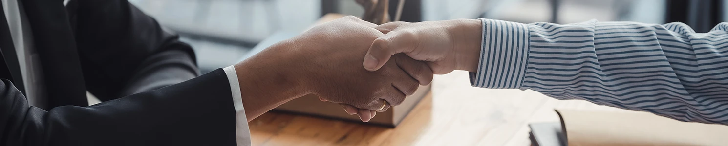 An image of two professionals doing a handshake