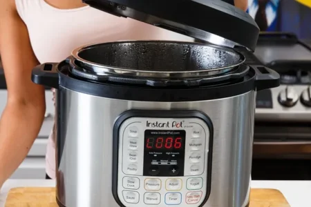 A close up shot of Instant Pot pressure cooker in the kitchen