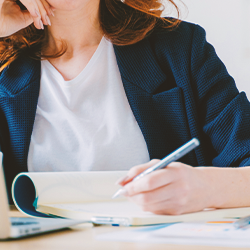 A business woman doing paperwork