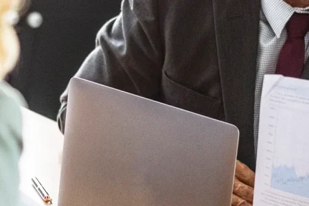 lawyer looking for information on laptop