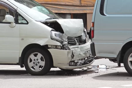 A car collision accident on road