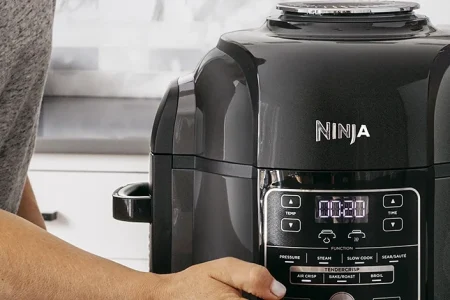 A close up shot of Ninja Foodi Pressure Cooker in the kitchen