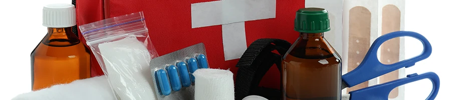 A close up shot of first aid kit