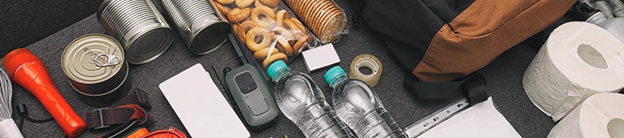 A top view of emergency supplies