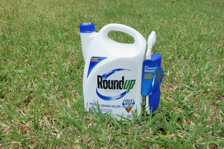 Roundup container on the ground