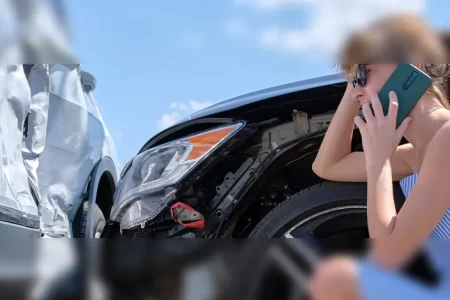 Woman in an accident calling someone