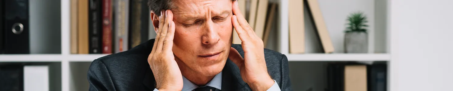 Stressed lawyer in office