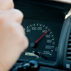 Speedometer of car reaching a certain speed 