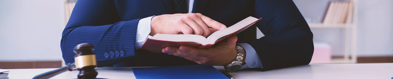 A lawyer reading the advantages on a preliminary hearing