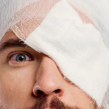 One eye injury close up 