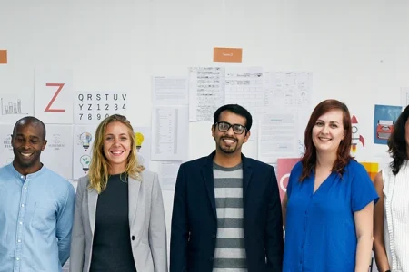 A diverse classes of people in a workplace