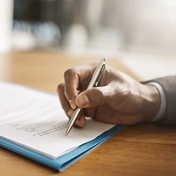 Writing on a settlement document 