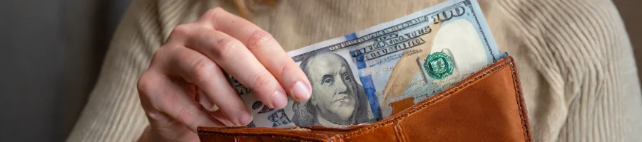 A person counting money from wallet