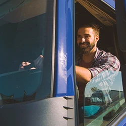 A commercial truck driver with a license