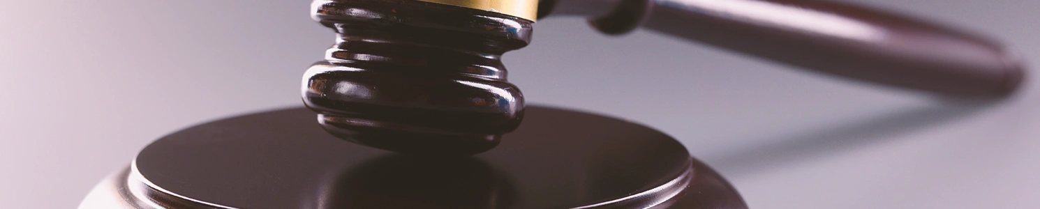 A close up shot of a lawyer's gavel