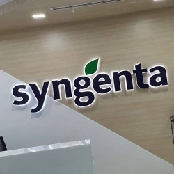 Syngenta company logo on wall 