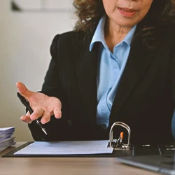 A lawyer looking at paperwork