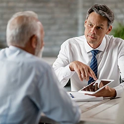 A lawyer explaining to his client