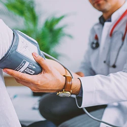 A doctor checking up on a patient