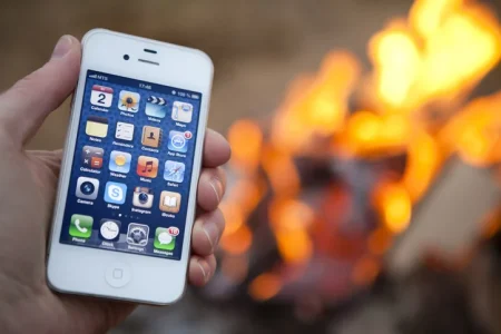 Fire behind Apple Iphone