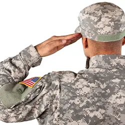 man in a salute position